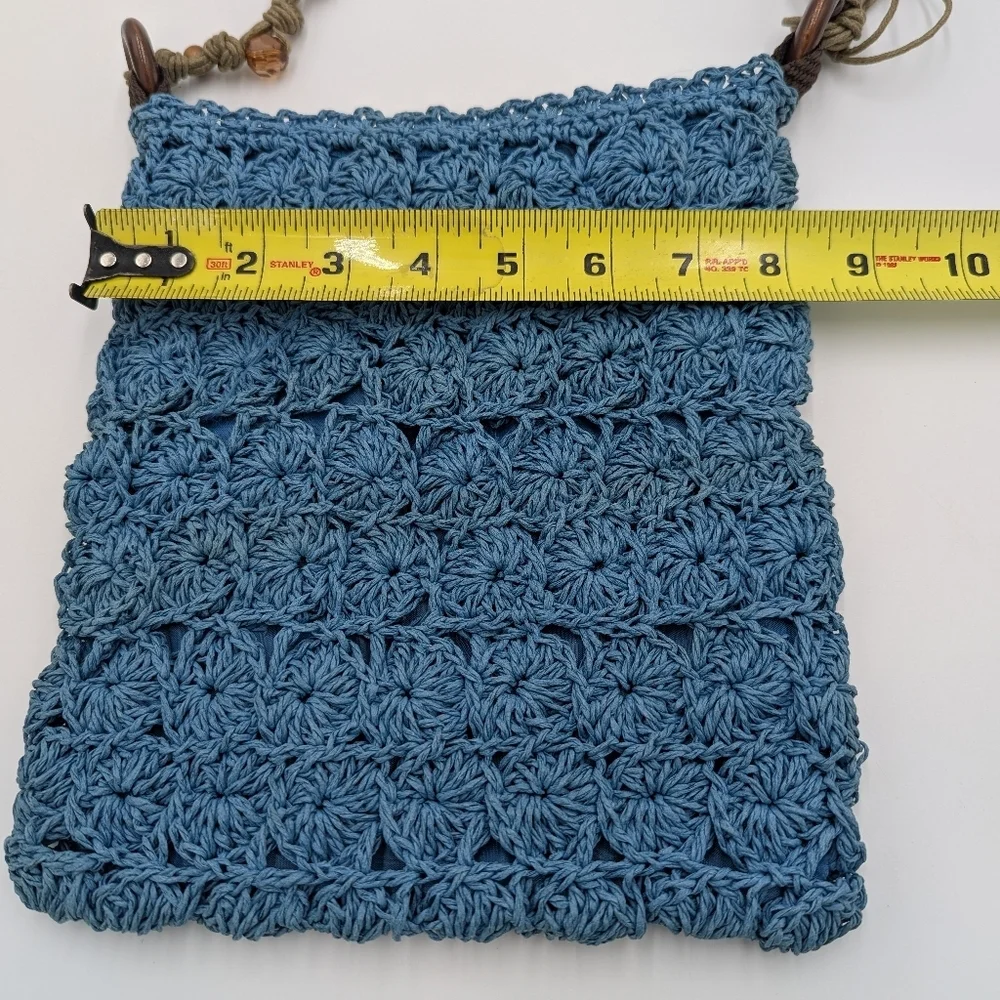 Capelli Straworld Crochet Crossbody Bag Boho Woven Paper Tassels Festival Beaded